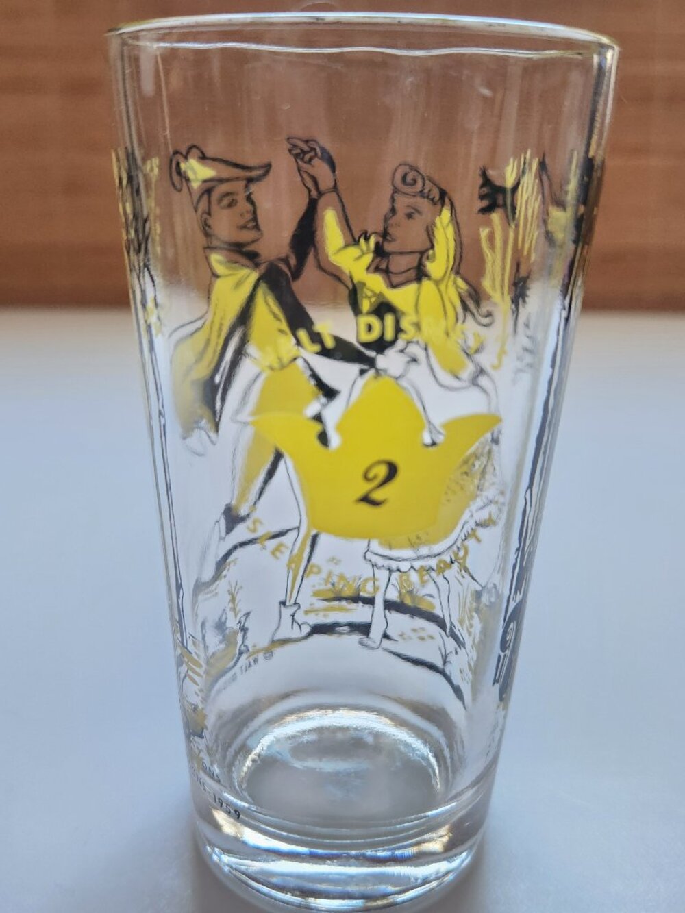 Vintage 1959 Disney Sleeping Beauty Glass Aurora & Prince Collectible Drinkware
